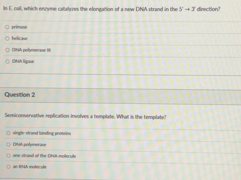 Solved: In E. coli, which enzyme catalyzes the elongation of a new DNA ...