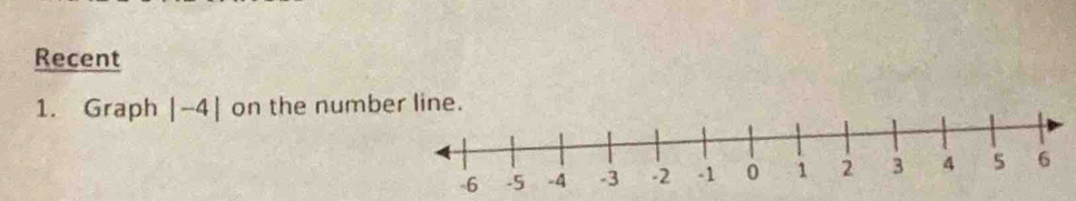 Recent 
1. Graph |-4| on the numb.