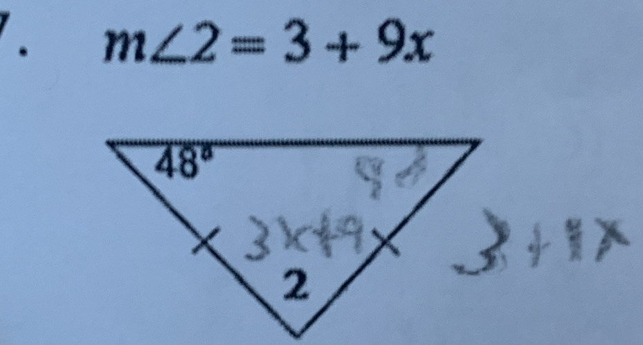 m∠ 2=3+9x