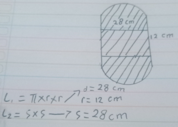 1
C_1=π * r* r/ r=12cm
l_2=5* 5to s=28cm