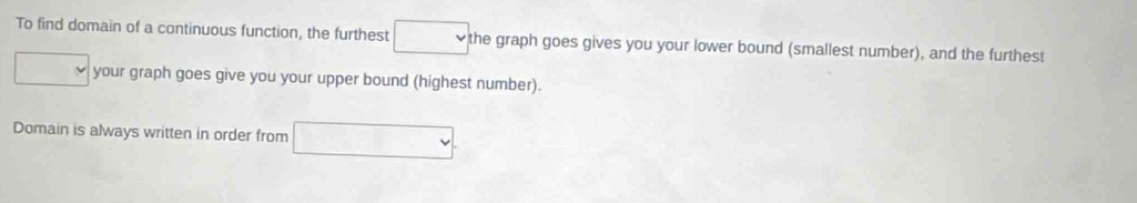 Solved: To find domain of a continuous function, the furthest the graph ...
