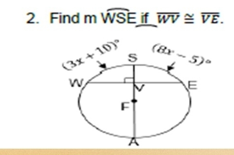 Find mwidehat WSE if overline WV≌ overline VE.