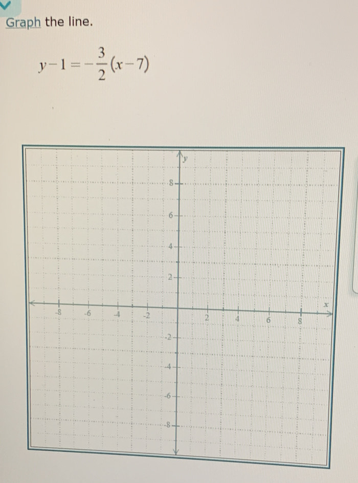 Graph the line.
y-1=- 3/2 (x-7)