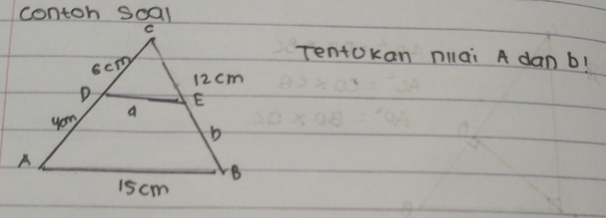 contoh soal 
Tentokan niai A dan b!