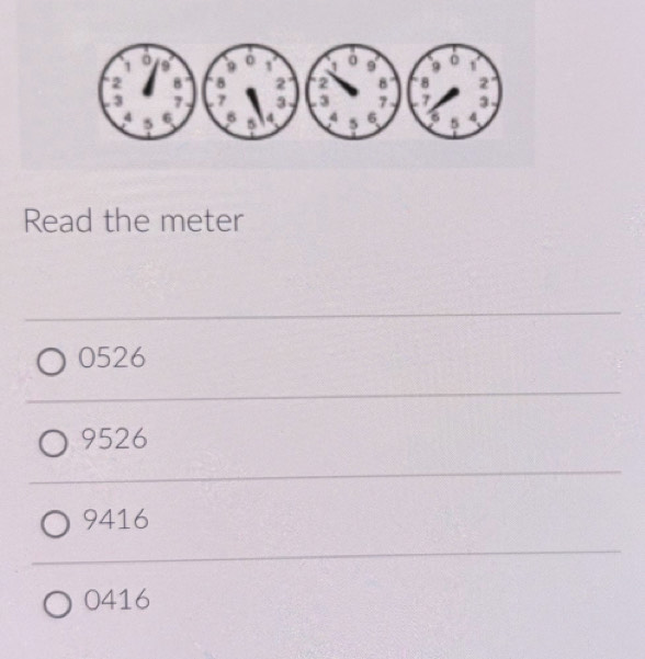 Read the meter
0526
9526
9416
0416