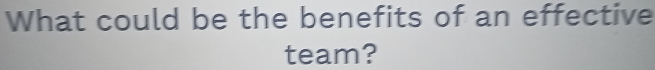 What could be the benefits of an effective 
team?