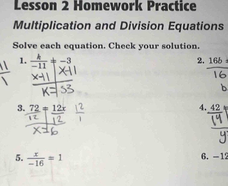 Solved: Lesson 2 Homework Practice Multiplication and Division ...