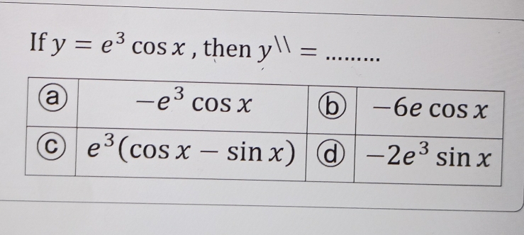 If y=e^3cos x , then y^(11)= _