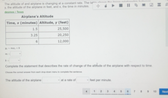 Solved: The altitude of and airplane is changing at a constant rate ...