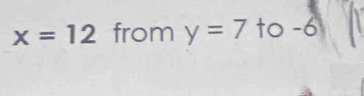 x=12 from y=7 to -6