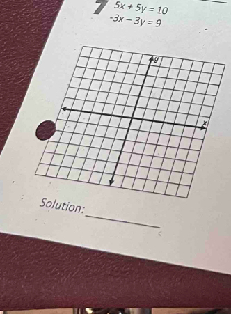 7 5x+5y=10
-3x-3y=9
_
Solution: