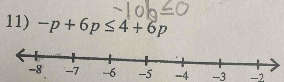 -p+6p≤ 4+6p
-4 -3 -2