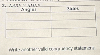 Write another valid congruency statement: