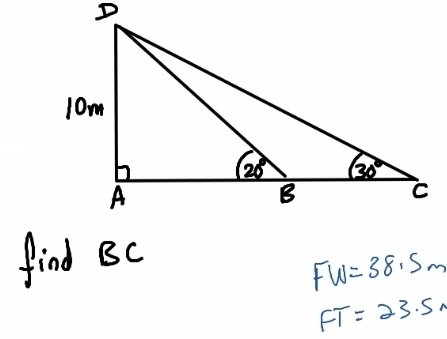 find Bc
FW=38.5m
FT=23.5n