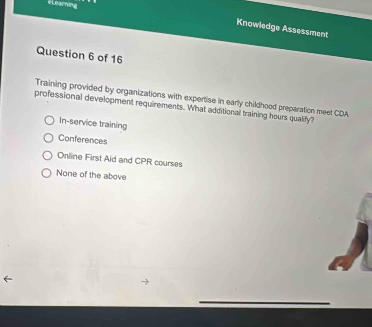 Solved: elearning Knowledge Assessment Question 6 of 16 Training ...