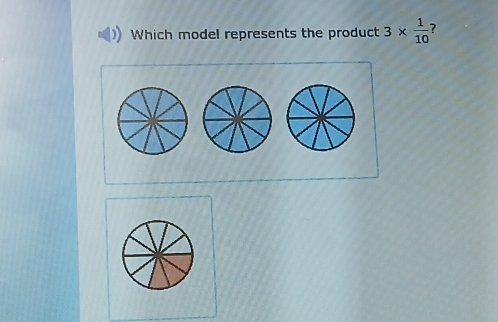 Which model represents the product 3*  1/10 