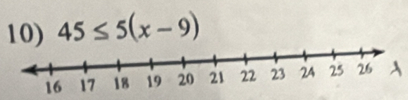 45≤ 5(x-9)