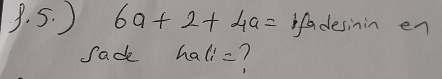 ) 6a+2+4a= "fadesinin en 
sade hall'=