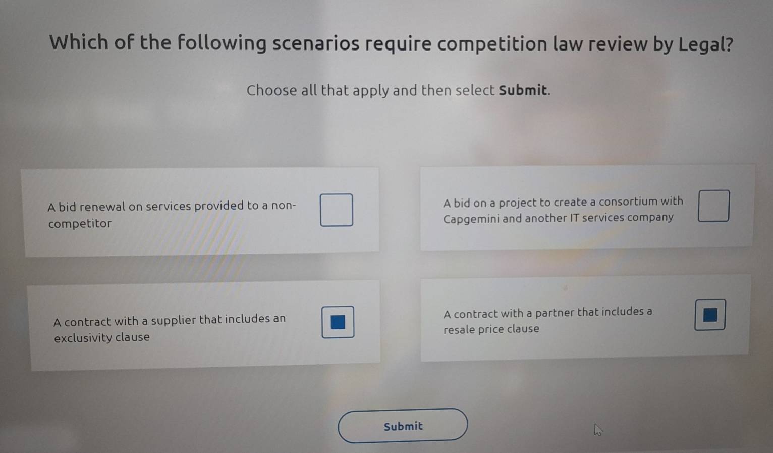 Solved: Which of the following scenarios require competition law review ...