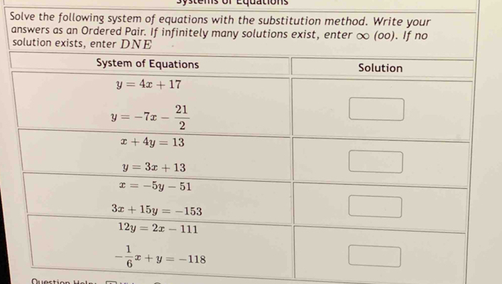 Systems of Equations
S
a