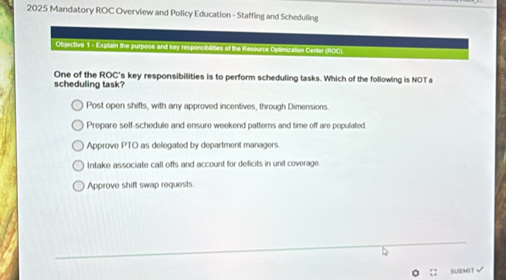 Solved: 2025 Mandatory ROC Overview and Policy Education - Staffing and ...
