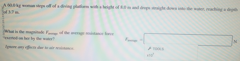 Solved: A 60.0 kg woman steps off of a diving platform with a height of ...