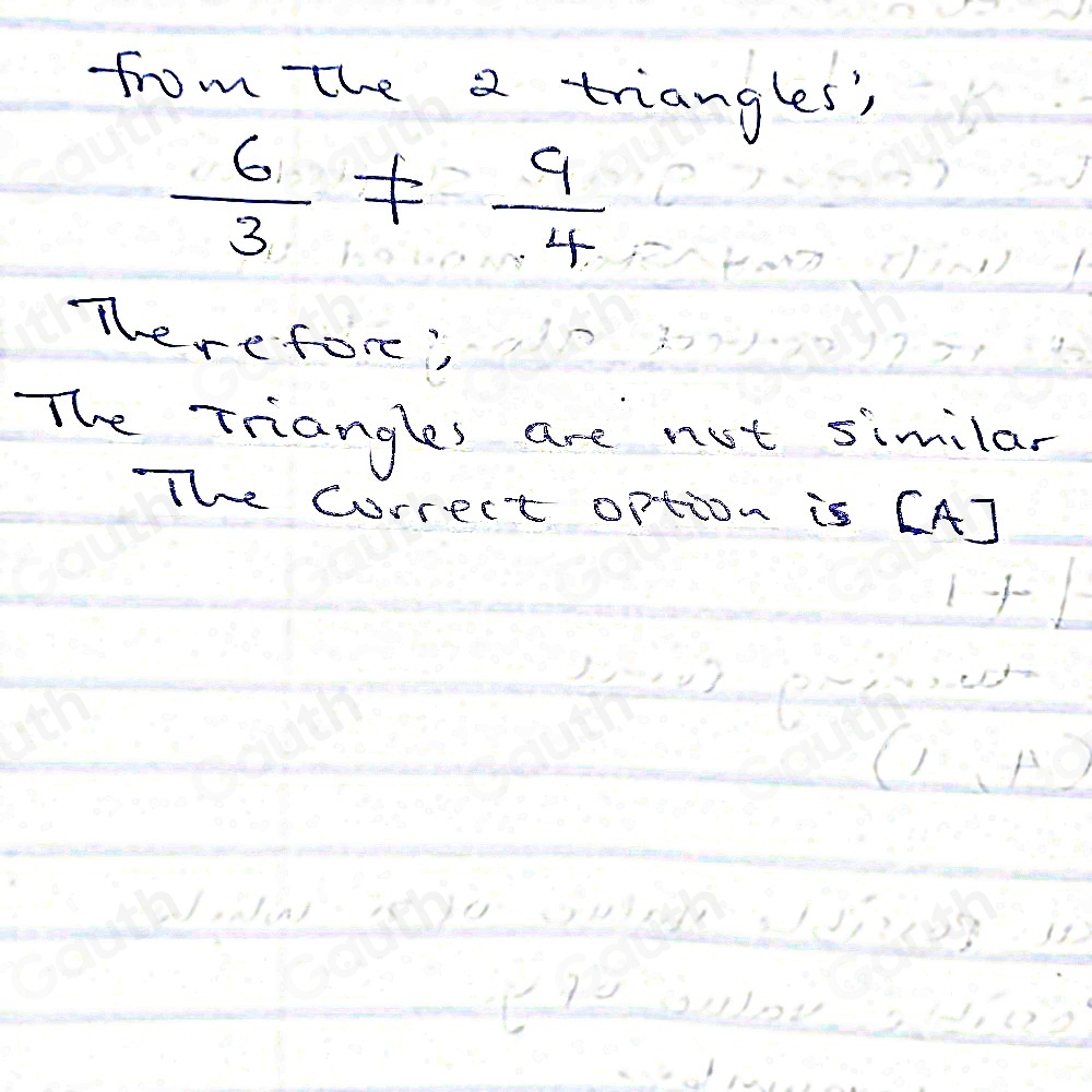 Solved: Why are these triangles similar? Triangles are not similar SSS ...