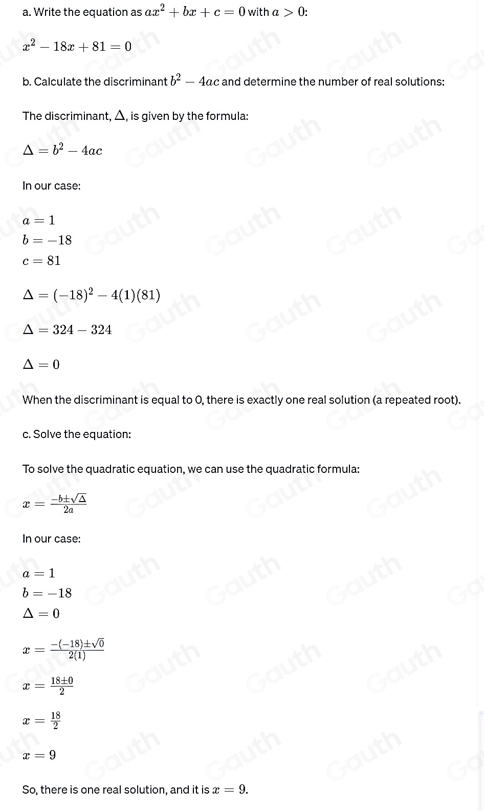 Solved: Consider the equation x^2-18x=-81. Complete the following. a ...