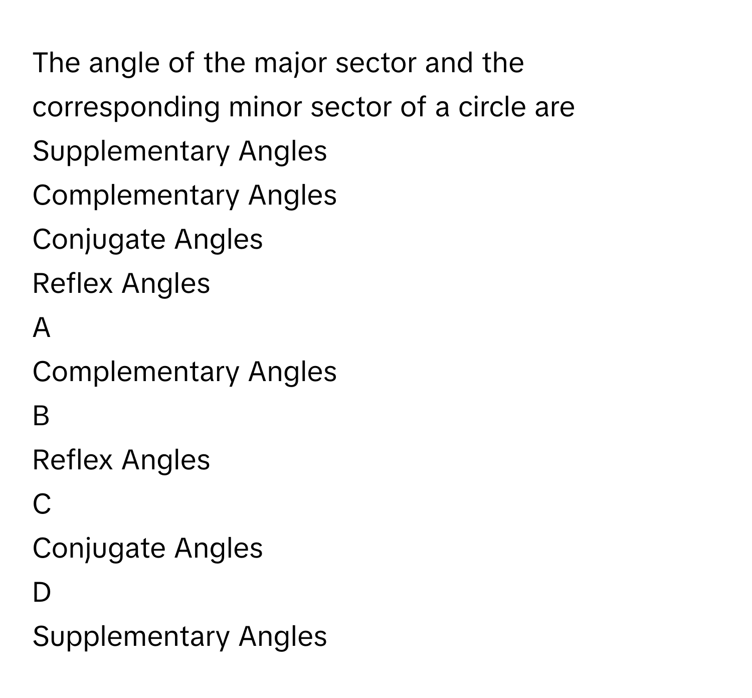 Solved: The angle of the major sector and the corresponding minor ...