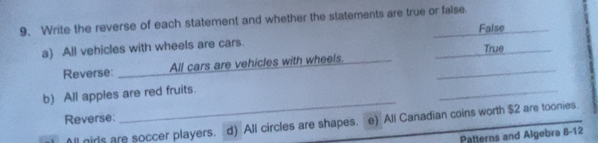 Solved: Write the reverse of each statement and whether the statements ...