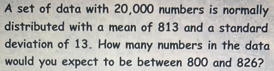 A set of data with 20,000 numbers is normally distributed with a mean ...