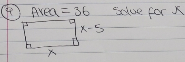 Area =36 solve for X