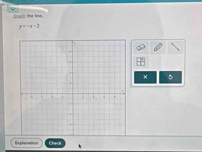 Graph the line.
y=-x-2
× 
Explanation Check