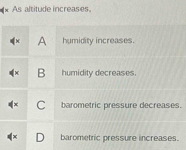 x As altitude increases, 
.