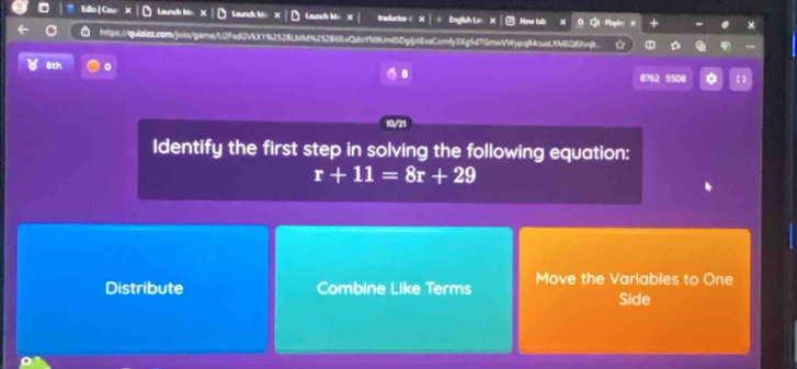 [ Cow Launch Me X Launch M Launch M traductor
r+11=8r+29
Distribute Combine Like Terms Move the Variables to One
Side