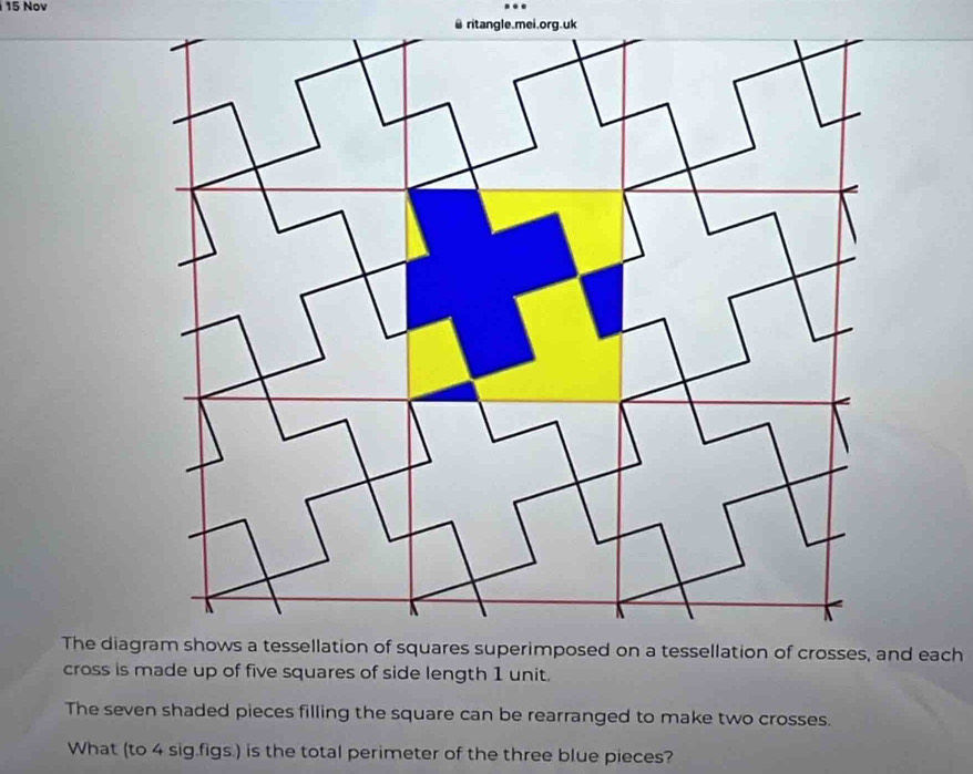 Solved: Nov @ ritangle.mei.org.uk The dia each cross isup of five ...