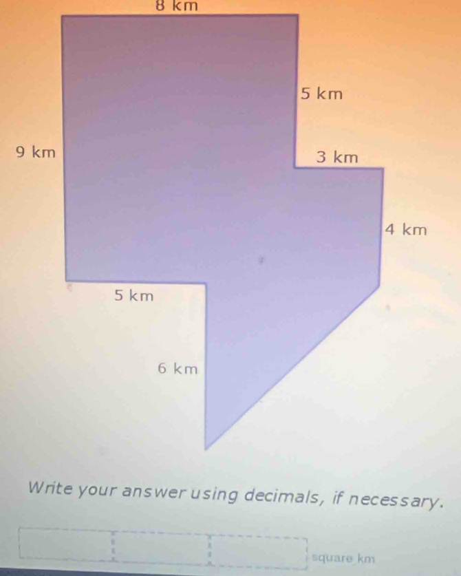 8 km
beginbmatrix 1&1^(2&1)° square km