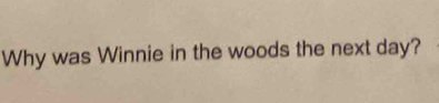 Why was Winnie in the woods the next day?