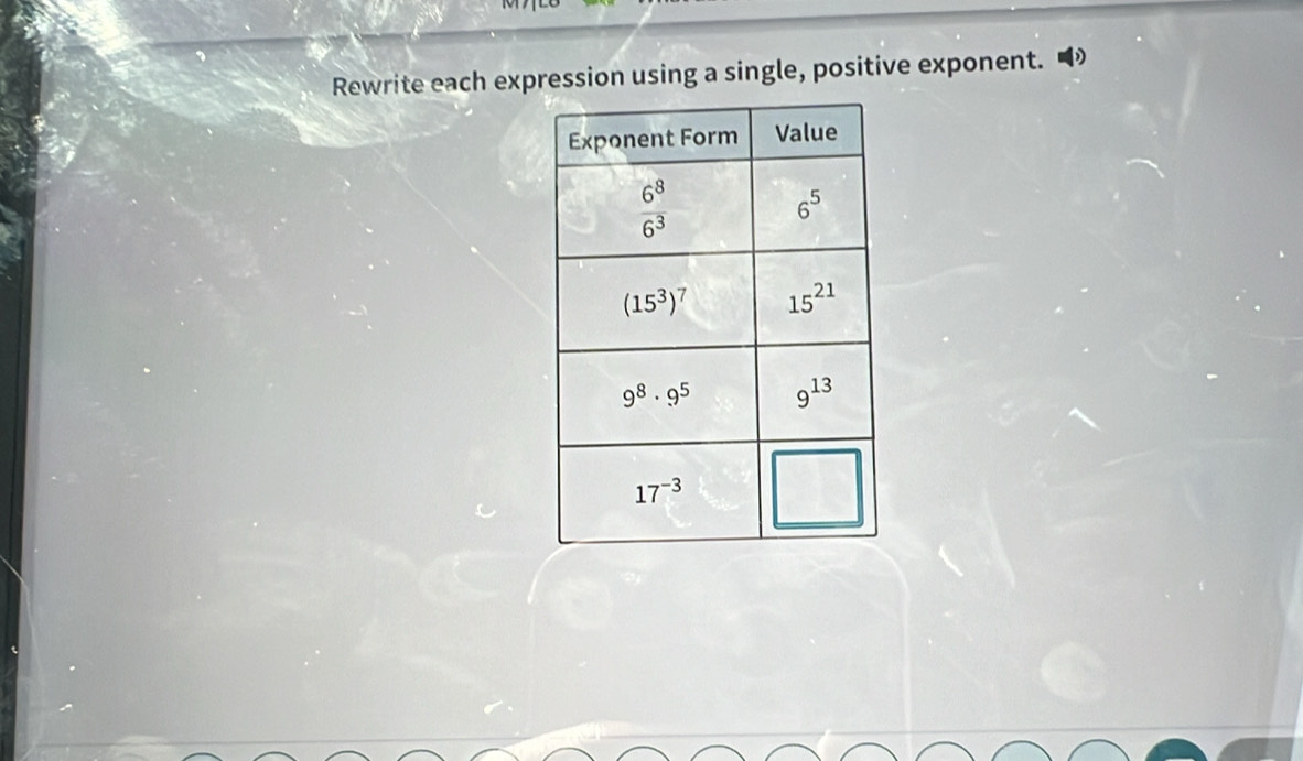 Rewrite each expression using a single, positive exponent.