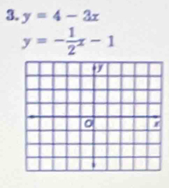 y=4-3x
y=- 1/2 x-1