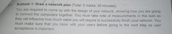 Solved: Subtask 1: Draw a network plan (Total: 5 marks; 20 minutes ...