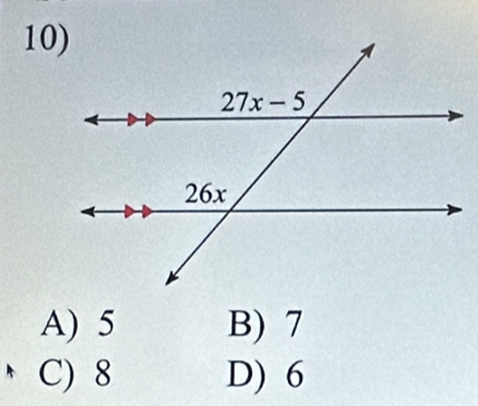 A) 5 B) 7
C) 8 D) 6