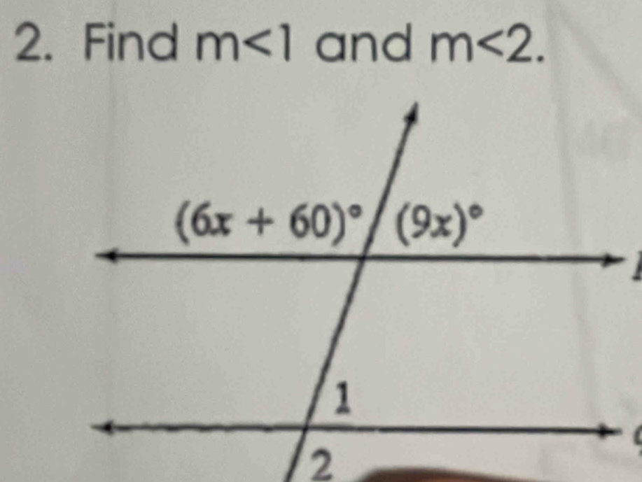 Find m<1</tex> and m<2.