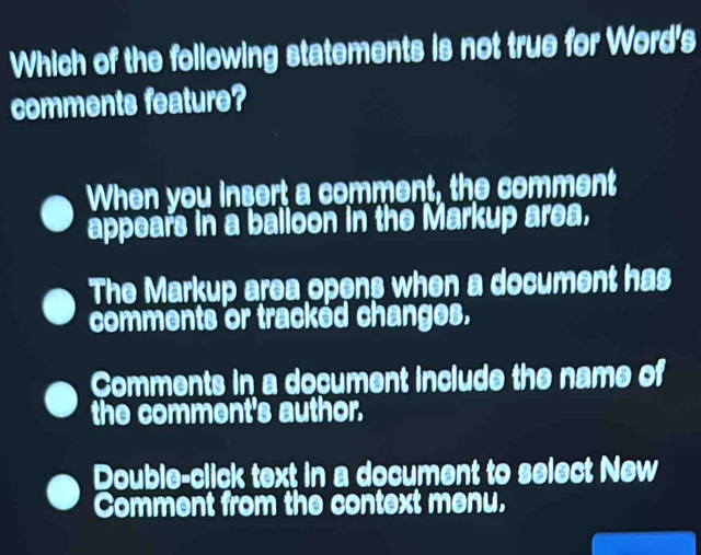 Solved: Which of the following statements is not true for Word's ...