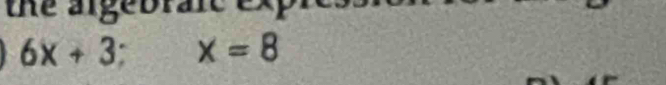 the aigebraic exp
6x+3;x=8