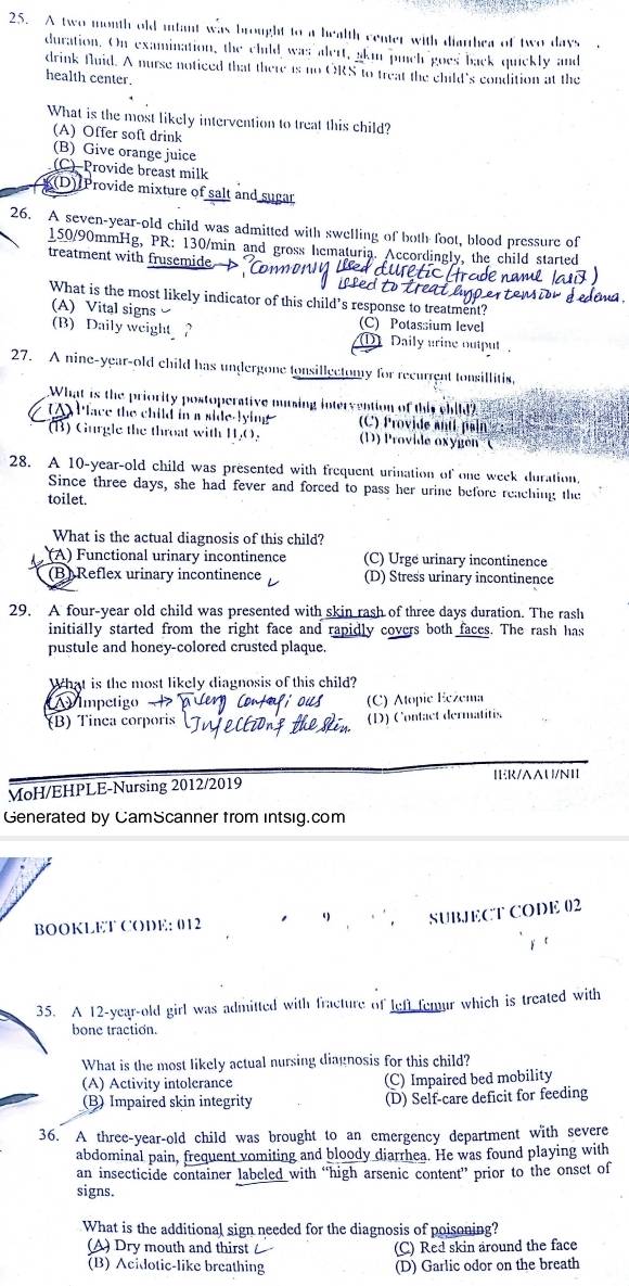 Solved: A two month old intant was brought to a health center with ...