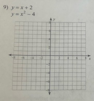 y=x+2
y=x^2-4
x