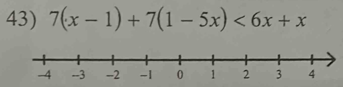 7(x-1)+7(1-5x)<6x+x