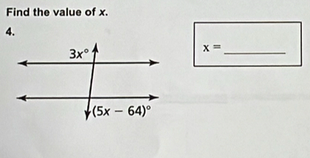 Find the value of x.
4.
x=
_