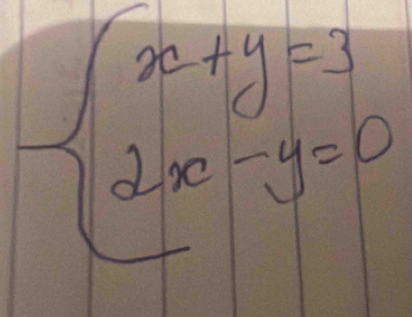 beginarrayl 2x+y=3 2x-y=0endarray.